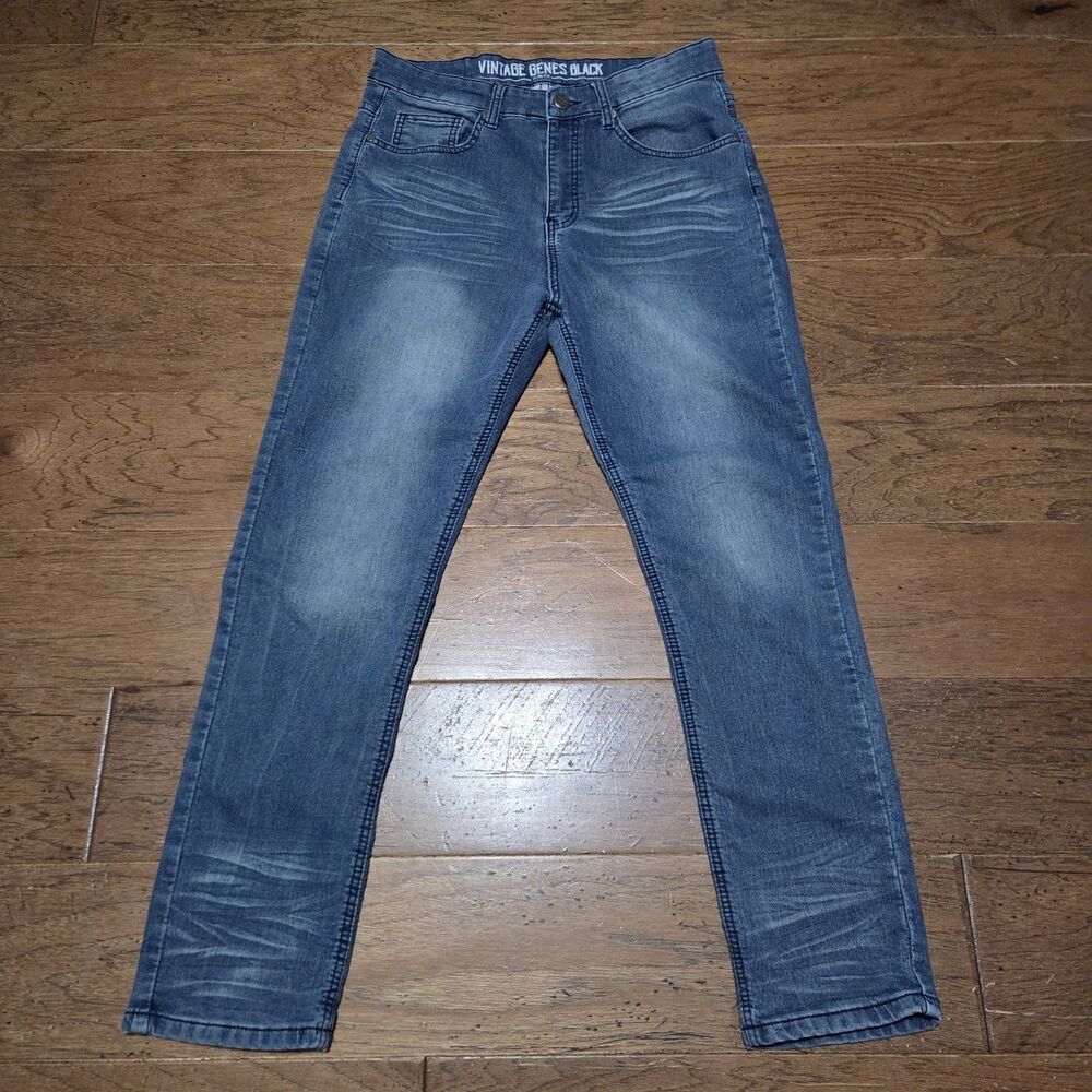 VGB Vintage Genes Black Slim Fit Comfort French Terry Denim Jeans Men's W32x30L